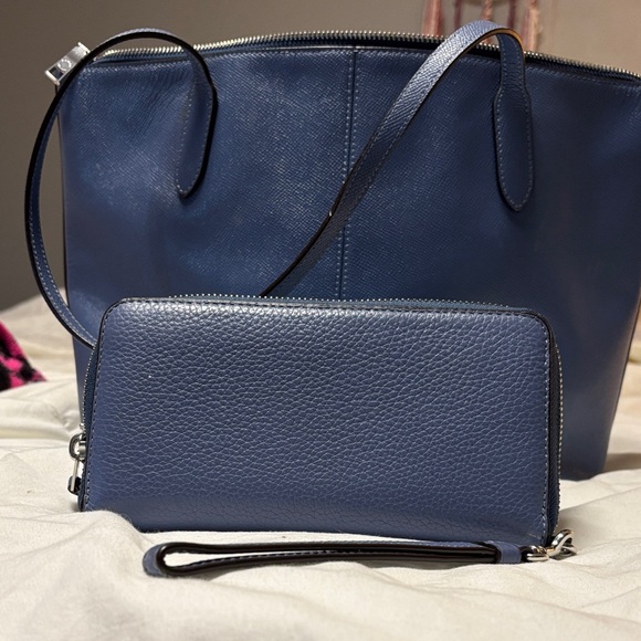 Coach Navy Blue Tote and Wallet Set - Picture 4 of 6